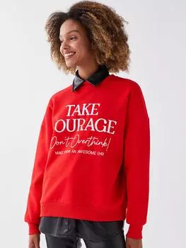 Женская толстовка с длинным рукавом с круглым вырезом и принтом LCW Casual