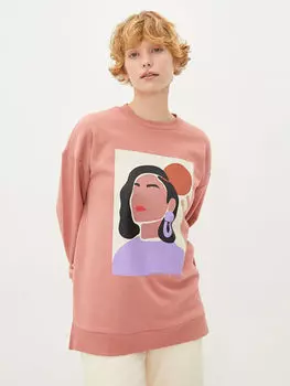 Женская толстовка с длинным рукавом с круглым вырезом и принтом LCW Casual