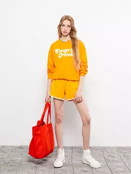 Женская толстовка с длинным рукавом с круглым вырезом и принтом LCW Casual