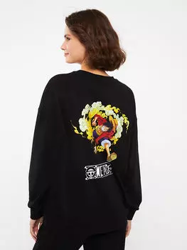 Женская толстовка с длинным рукавом с круглым вырезом и принтом LCW Casual