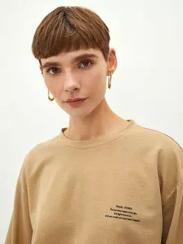 Женская толстовка с длинным рукавом с круглым вырезом и принтом LCW Vision