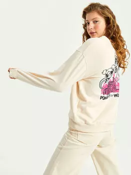 Женская толстовка с длинным рукавом с круглым вырезом и принтом Powerpuff Girls