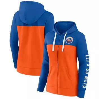 Женская толстовка с капюшоном Fanatics Royal/оранжевого цвета New York Mets Take The Field, куртка на молнии во всю длину Fanatics
