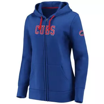 Женская толстовка с капюшоном Fanatics с фирменным логотипом Royal Chicago Cubs и молнией во всю длину Fanatics