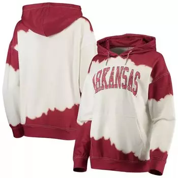 Женская толстовка с капюшоном Gameday Couture белого цвета/Cardinal Arkansas Razorbacks For the Fun, окрашенная двойным погружением