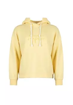 Женская толстовка с капюшоном и эффектным узловатым шнуром, вышивка спереди в тон ROADSIGN australia, желтый