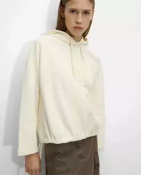 Женская толстовка с капюшоном и аппликацией в виде ромашки спереди Parfois, белый