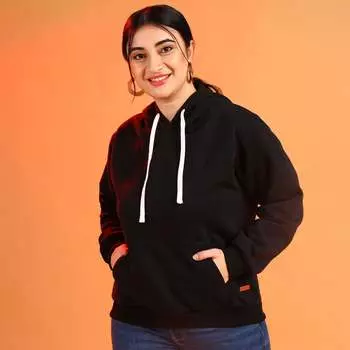 Женская толстовка с капюшоном и длинным рукавом Instafab Plus, черный