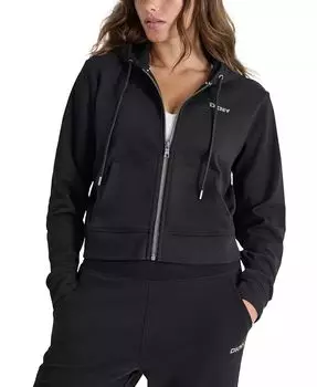Женская толстовка с капюшоном и логотипом DKNY, черный