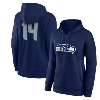 Женская толстовка с капюшоном и логотипом Fanatics с брендом DK Metcalf Seattle Seahawks, имя и номер игрока, пуловер с v-образным вырезом Fanatics