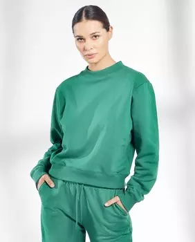 Женская толстовка с капюшоном и однотонным принтом Bread & Boxers, зеленый