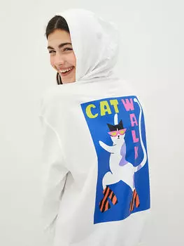 Женская толстовка с капюшоном и принтом с длинным рукавом LCW Casual
