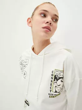 Женская толстовка с капюшоном и принтом с длинным рукавом LCW Casual