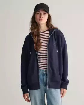 Женская толстовка с капюшоном и застежкой-молнией Gant, темно-синий
