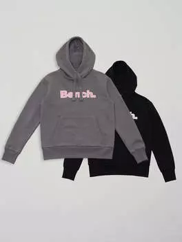 Женская толстовка с капюшоном Indre (2 шт. в упаковке) Bench., цвет black/charcoal