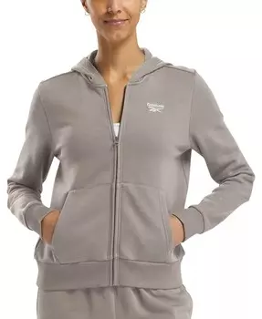 Женская толстовка с капюшоном из флиса на молнии во всю длину Reebok, серый