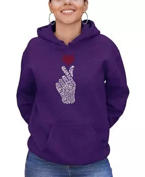 Женская толстовка с капюшоном k-pop word art LA Pop Art, фиолетовый