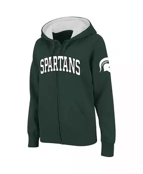 Женская толстовка с капюшоном Michigan State Spartans с арочным именем и застежкой-молнией Colosseum, зеленый