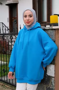 Женская толстовка с капюшоном, синяя Locco