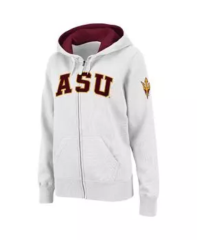 Женская толстовка с капюшоном Stadium Athletic белого цвета штата Аризона Sun Devils и молнией во всю длину с арочным названием Colosseum, белый