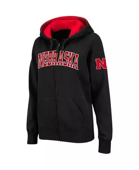 Женская толстовка с капюшоном Stadium Athletic черного цвета Nebraska Huskers с молнией во всю длину и арочным именем Colosseum, черный