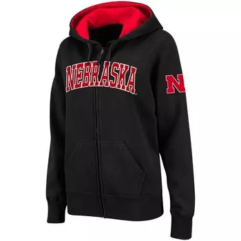 Женская толстовка с капюшоном Stadium Athletic черного цвета Nebraska Huskers с молнией во всю длину и арочным именем Colosseum, цвет Neb Black