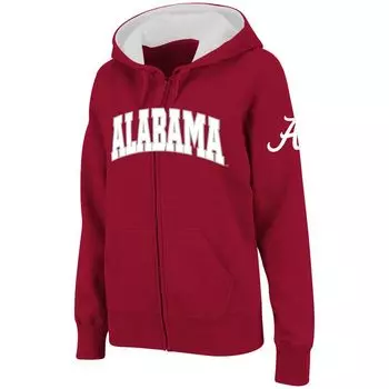 Женская толстовка с капюшоном Stadium Athletic Crimson Alabama Crimson Tide с молнией во всю длину и арочным названием Colosseum