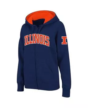 Женская толстовка с капюшоном Stadium Athletic Navy Illinois Fighting Illini и арочной надписью на молнии во всю длину Colosseum, синий