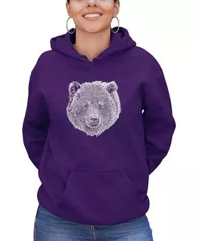 Женская толстовка с капюшоном word art bear face top LA Pop Art, фиолетовый
