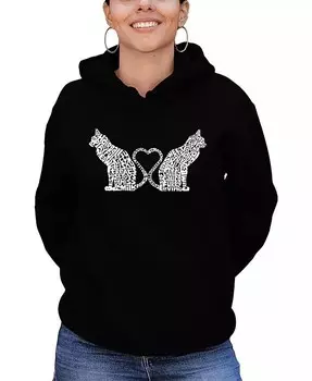 Женская толстовка с капюшоном Word Art Cat Tail Heart La Pop Art, фиолетовый