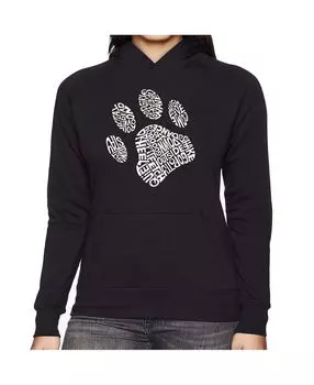 Женская толстовка с капюшоном word art - dog paw LA Pop Art, черный