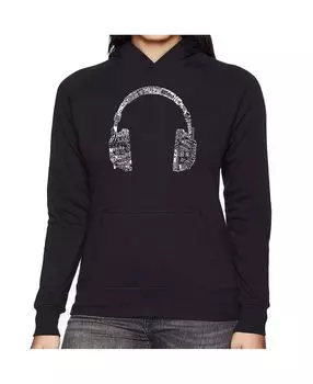 Женская толстовка с капюшоном word art - наушники - языки LA Pop Art, черный