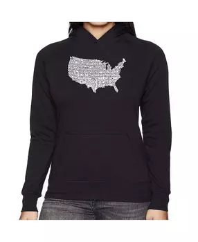 Женская толстовка с капюшоном word art - звездное знамя LA Pop Art, черный