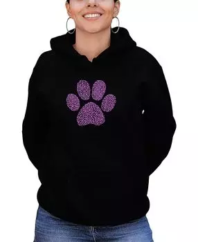 Женская толстовка с капюшоном xoxo dog paw word art LA Pop Art, черный