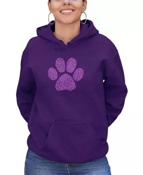 Женская толстовка с капюшоном xoxo dog paw word art LA Pop Art, фиолетовый