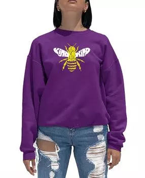 Женская толстовка с круглым вырезом bee kind word art LA Pop Art, фиолетовый