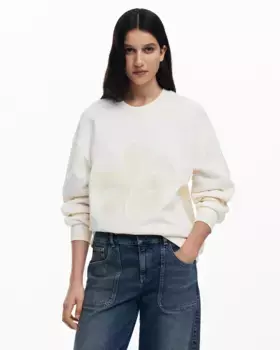 Женская толстовка с круглым вырезом и цветочным принтом Desigual, белый