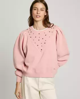 Женская толстовка с круглым вырезом и металлическими деталями Pepe Jeans, розовый