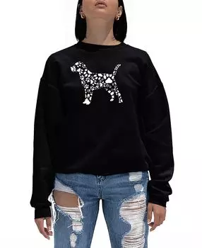 Женская толстовка с круглым вырезом и принтом собачьих лап word art LA Pop Art, черный