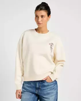 Женская толстовка с круглым вырезом и рисунком на груди Lee, белый