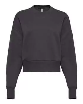 Женская толстовка с круглым вырезом и тяжелым воротом Next Level, графитовый/черный