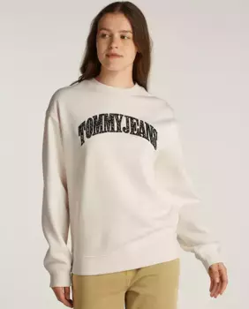 Женская толстовка с круглым вырезом и университетским логотипом Tommy Jeans, цвет Crudo