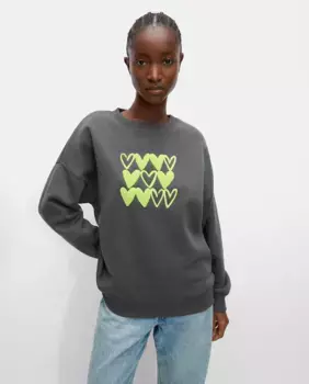 Женская толстовка с круглым вырезом и узором в виде сердца спереди Parfois, серый