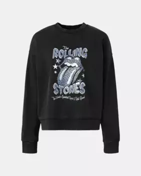 Женская толстовка с круглым вырезом лицензионная Rolling Stones Green Coast, антрацит