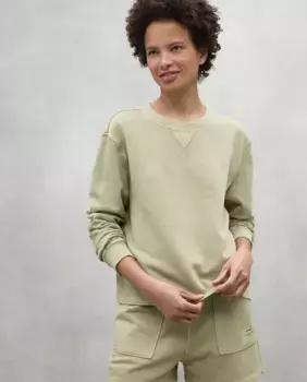 Женская толстовка с круглым вырезом, ребристым воротником и манжетами Ecoalf, цвет Caqui