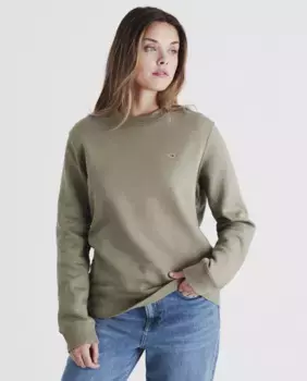 Женская толстовка с круглым вырезом, стандартного кроя Tommy Jeans, темно-зеленый
