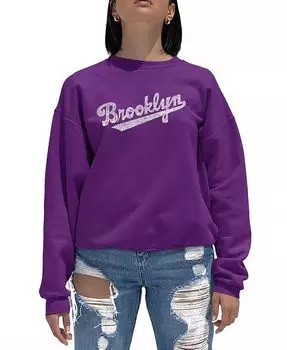 Женская толстовка с круглым вырезом Word Art Brooklyn Neighborhoods LA Pop Art, фиолетовый