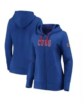 Женская толстовка с логотипом Royal Chicago Cubs и молнией во всю длину Fanatics