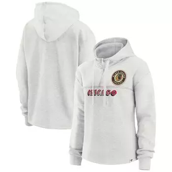 Женская толстовка с молнией на четверть с логотипом Fanatics Ash Chicago Blackhawks True Classics Legacy Fanatics