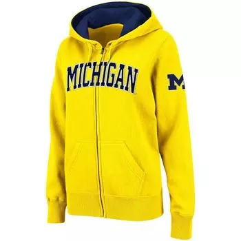 Женская толстовка с молнией во всю длину и арочным именем Stadium Athletic Gold Michigan Wolverines Colosseum, цвет Mic Gold